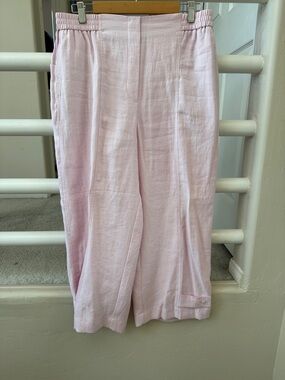 Zara Pale Pink Elastic Waist Wide-Leg Pants